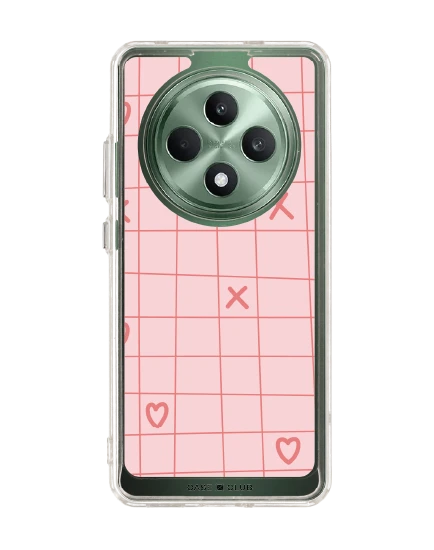 oppo reno 12f clear case xoxo love grid