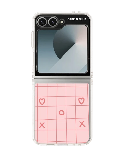 samsung galaxy z flip 6 clear case xoxo love grid