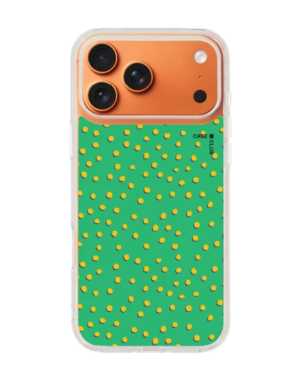 iphone 17 pro max clear magsafe yellow & green brush polka dots