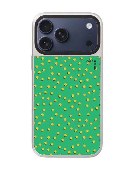 iphone 17 pro max mirror silver magsafe yellow & green brush polka dots