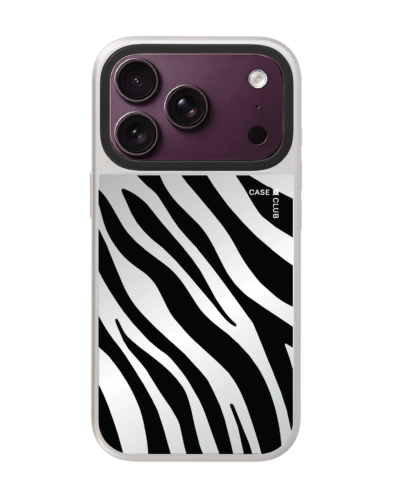 เคสกระจก iphone 18 pro magsafe สีเงิน ลายม้าลาย