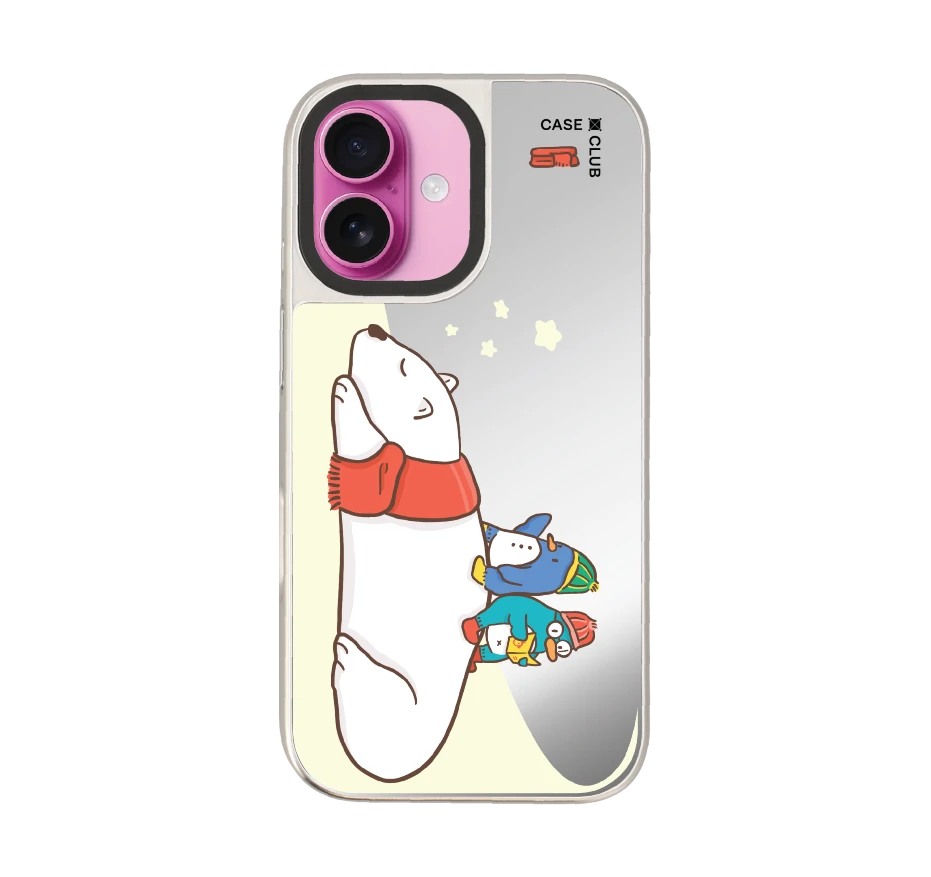 หมีขั้วโลกนอนเล่นกันเพื่อนเพนกวิน