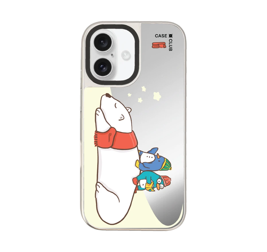 หมีขั้วโลกนอนเล่นกันเพื่อนเพนกวิน