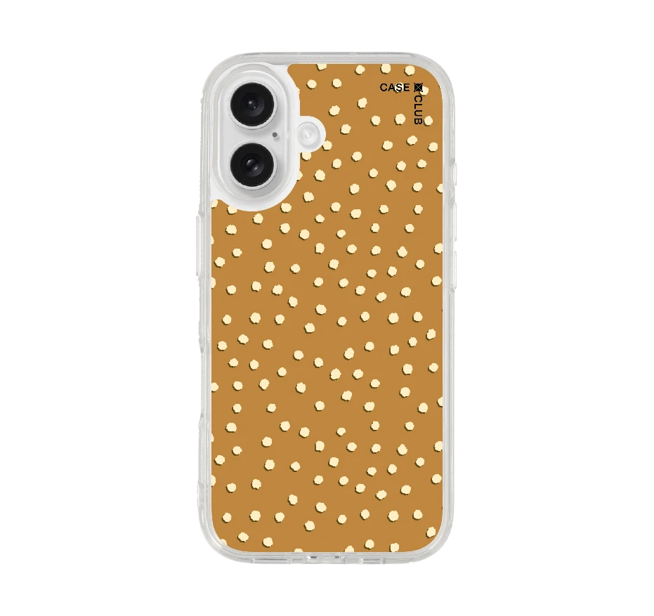 brown & white brush polka dots