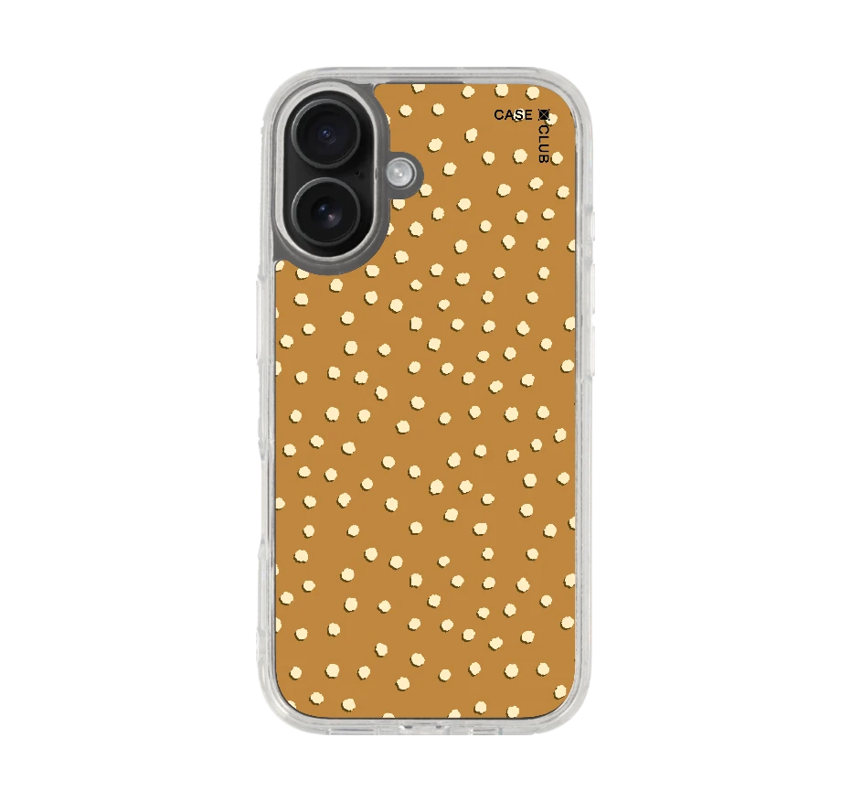 brown & white brush polka dots