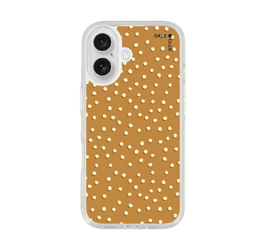 brown & white brush polka dots
