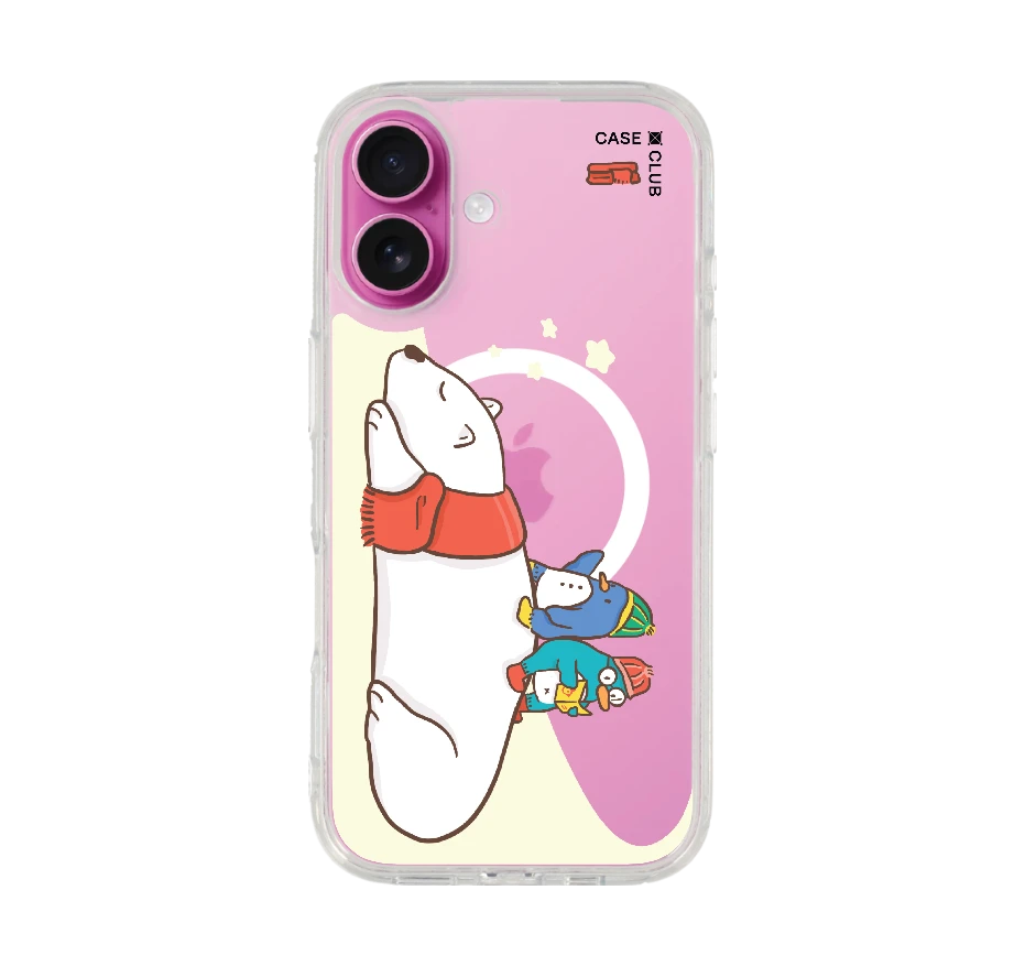 หมีขั้วโลกนอนเล่นกันเพื่อนเพนกวิน