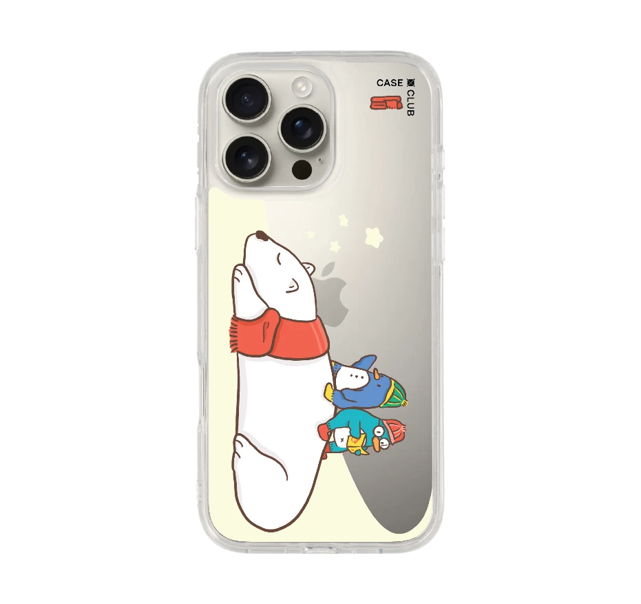 หมีขั้วโลกนอนเล่นกันเพื่อนเพนกวิน