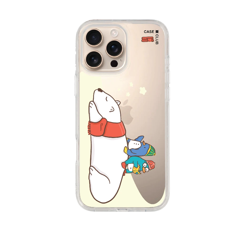 หมีขั้วโลกนอนเล่นกันเพื่อนเพนกวิน