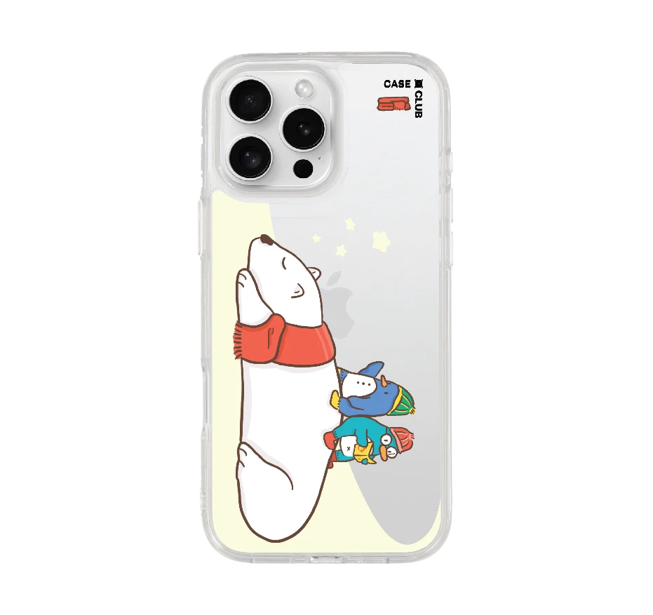 หมีขั้วโลกนอนเล่นกันเพื่อนเพนกวิน