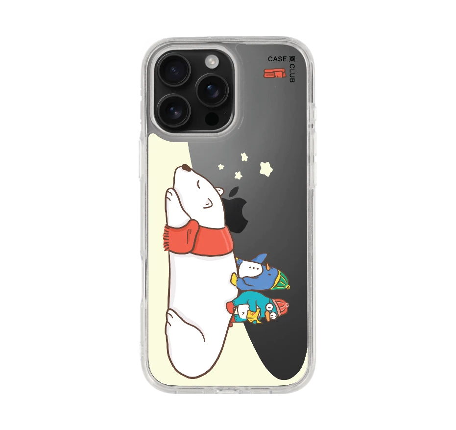 หมีขั้วโลกนอนเล่นกันเพื่อนเพนกวิน