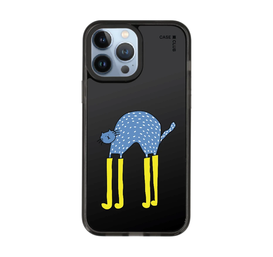 blue cat with yellow boots