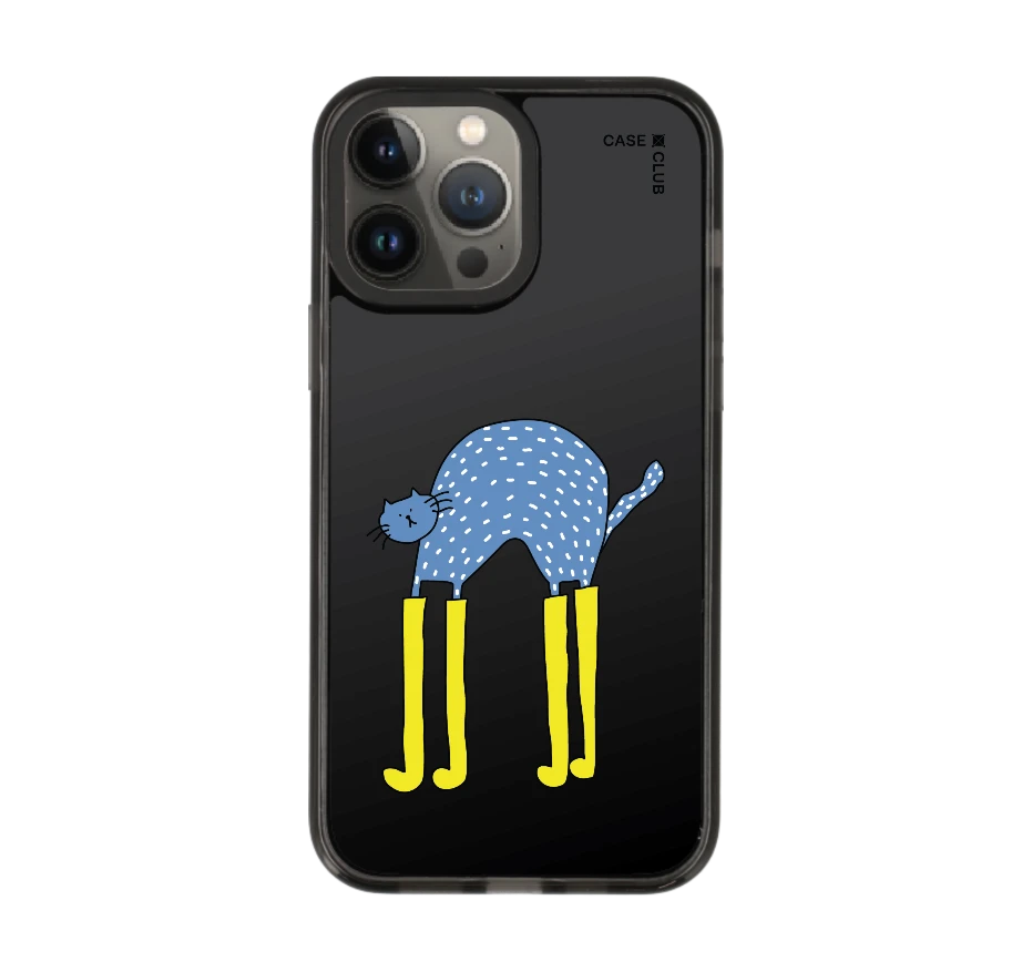 blue cat with yellow boots