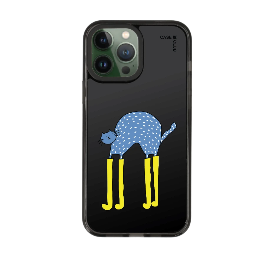 blue cat with yellow boots