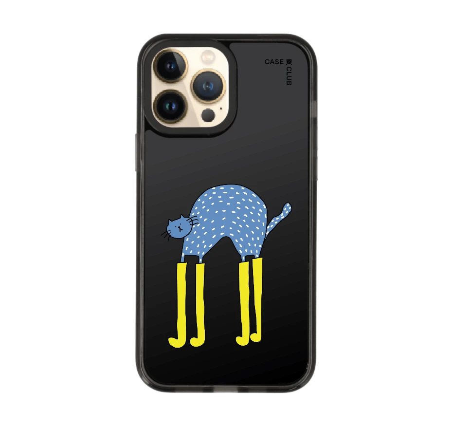 blue cat with yellow boots