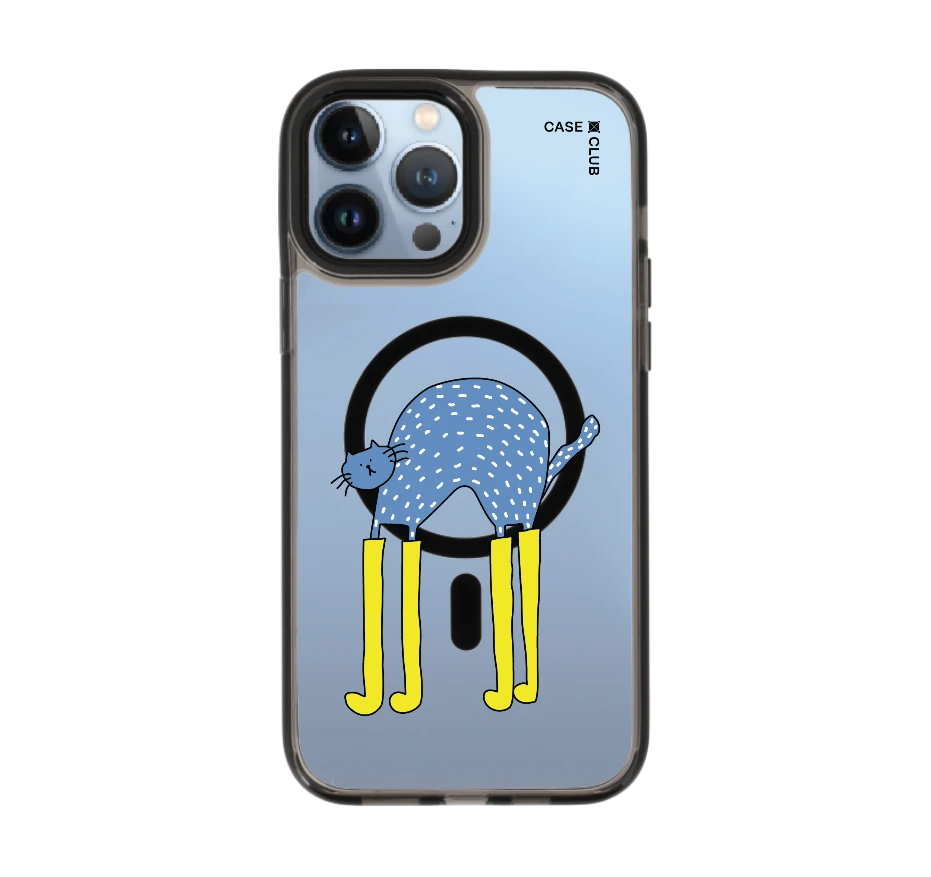 blue cat with yellow boots