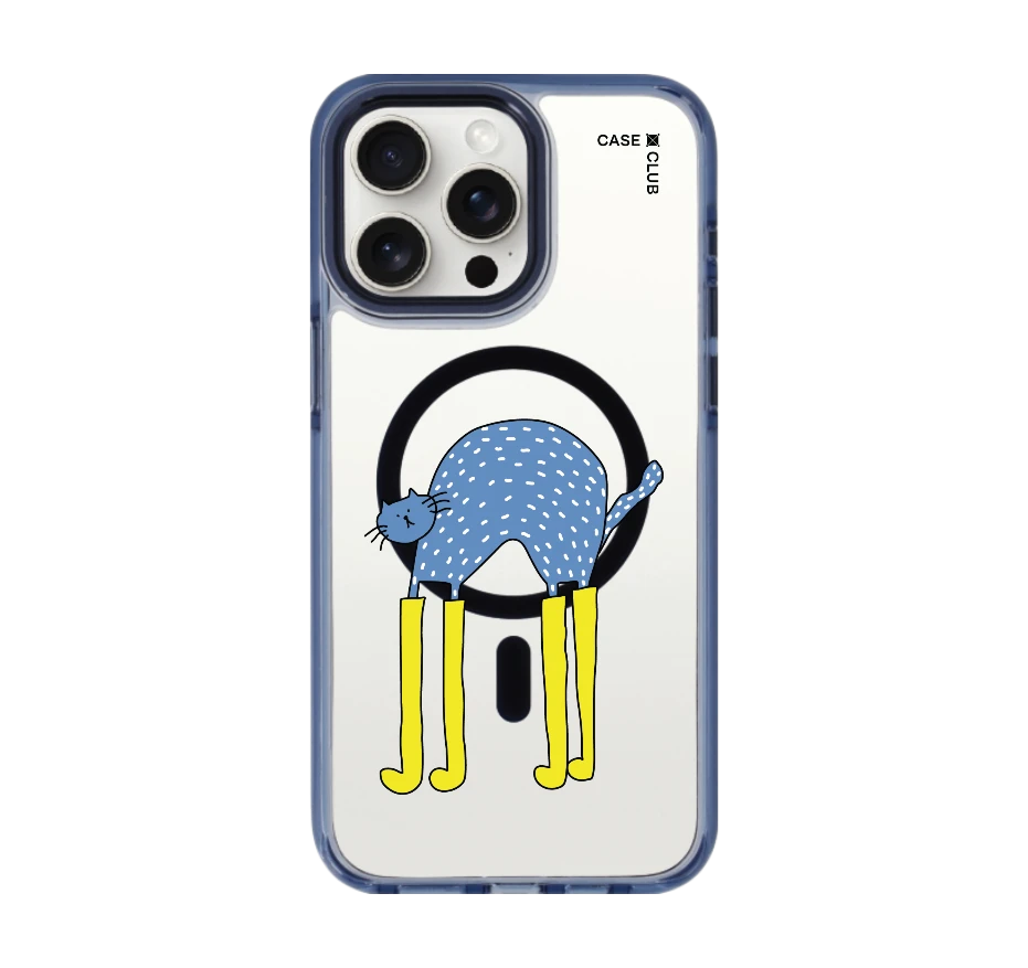 blue cat with yellow boots