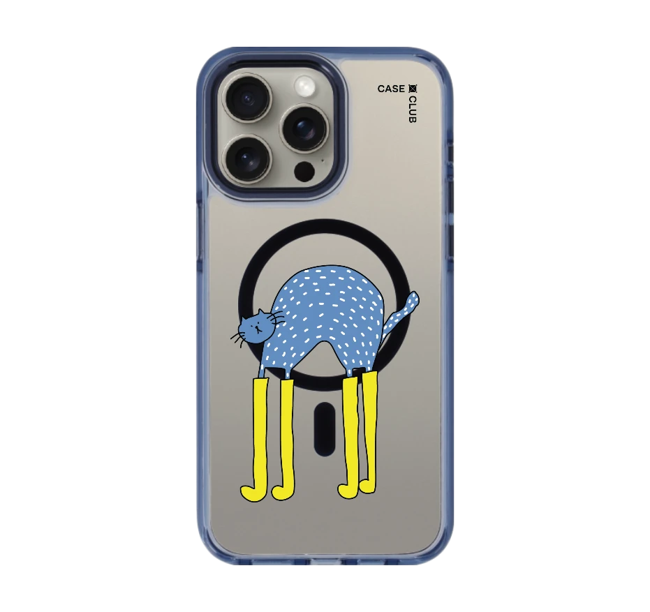 blue cat with yellow boots