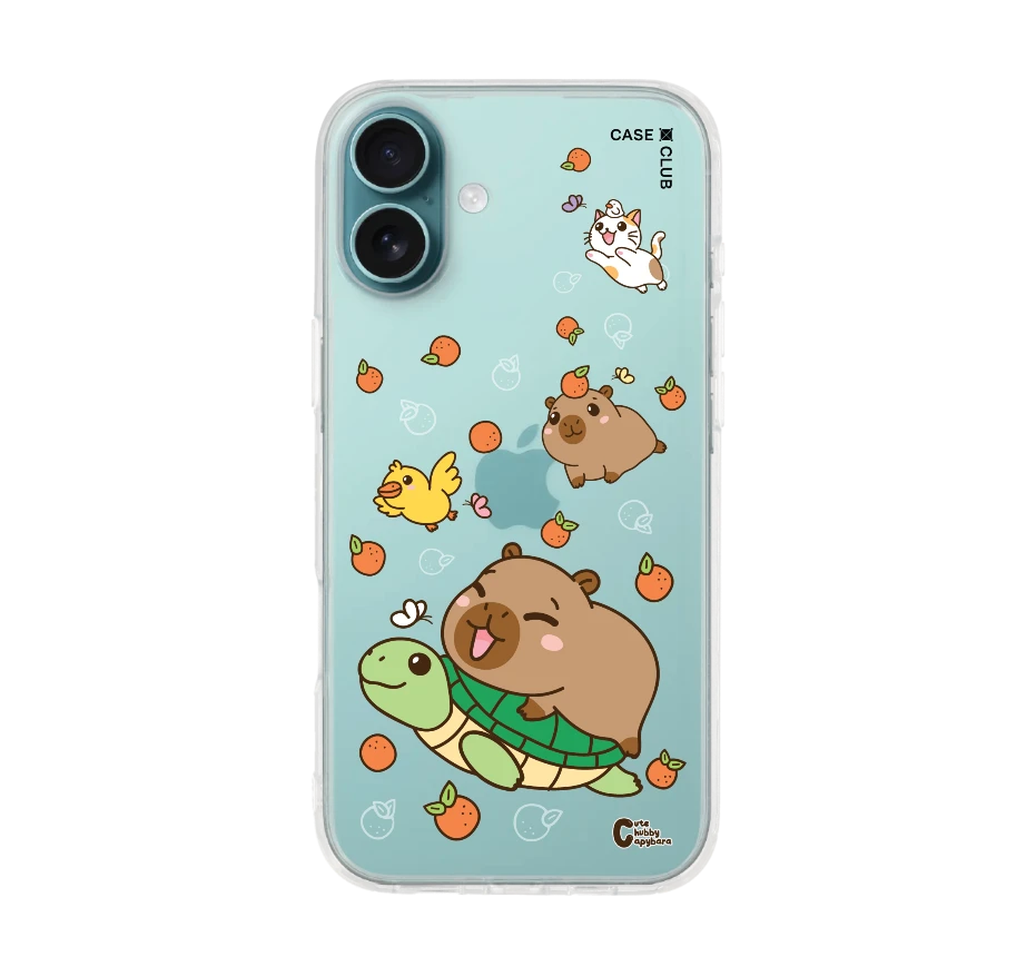 cute chubby capybara และผองเพื่อน