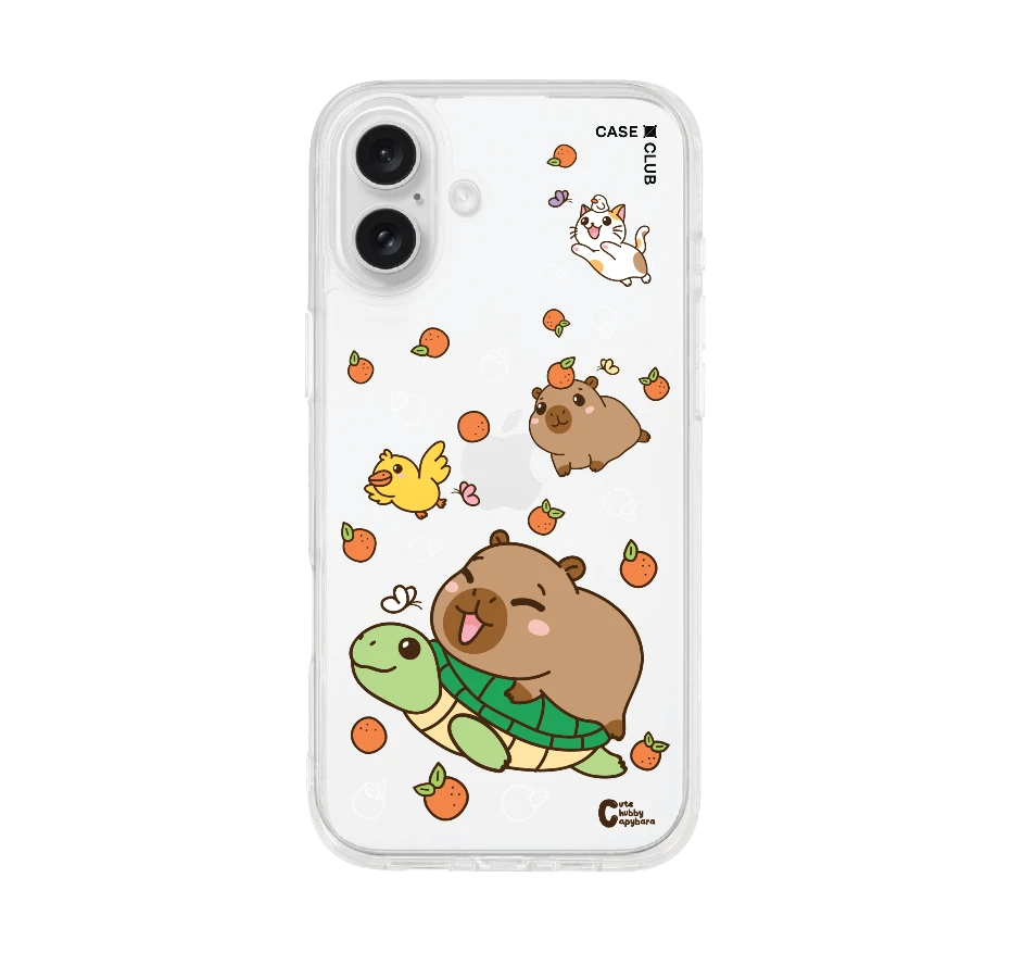 cute chubby capybara และผองเพื่อน