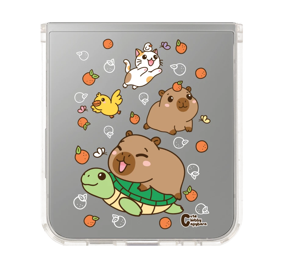 cute chubby capybara และผองเพื่อน