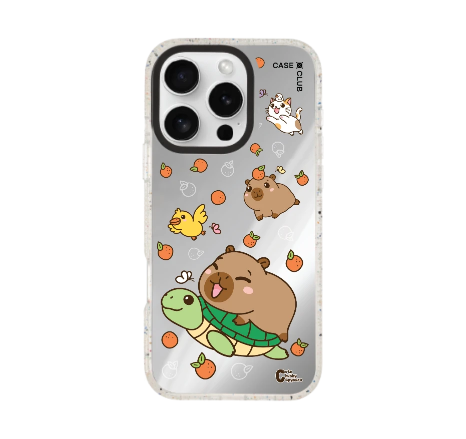 cute chubby capybara และผองเพื่อน