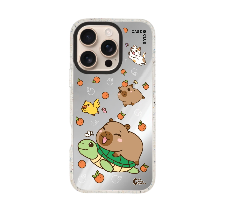 cute chubby capybara และผองเพื่อน