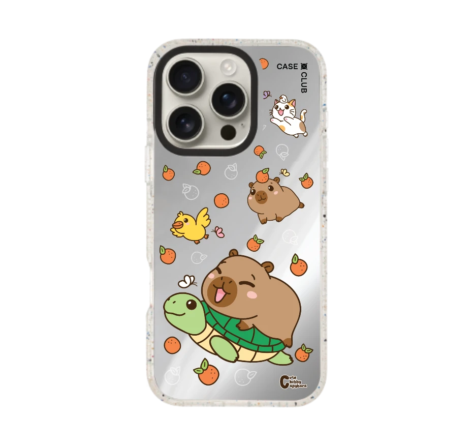 cute chubby capybara และผองเพื่อน