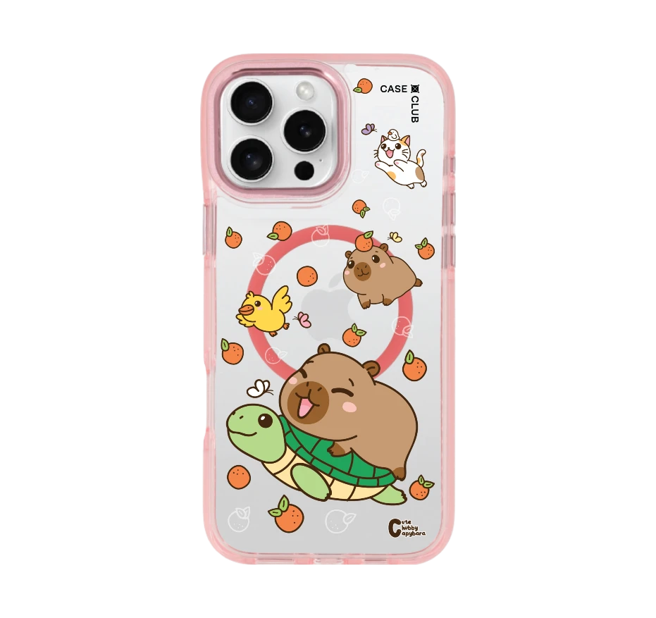 cute chubby capybara และผองเพื่อน