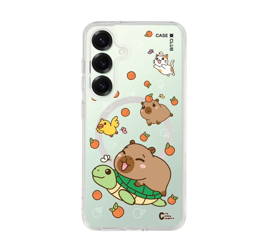 cute chubby capybara และผองเพื่อน