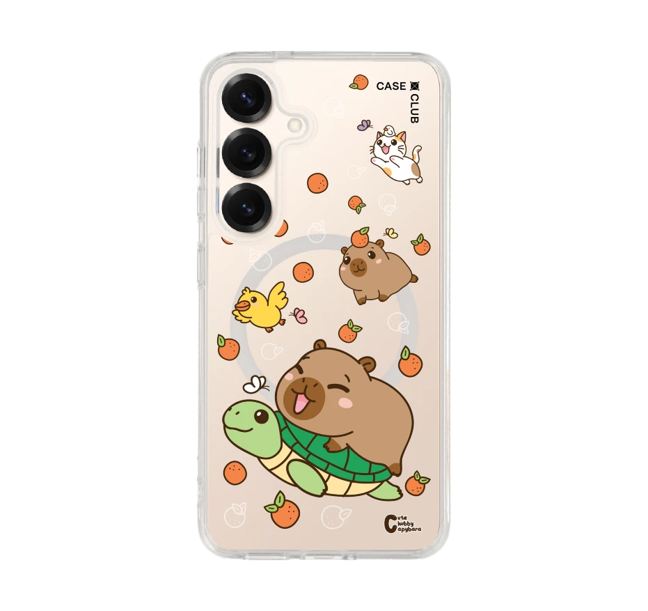 cute chubby capybara และผองเพื่อน