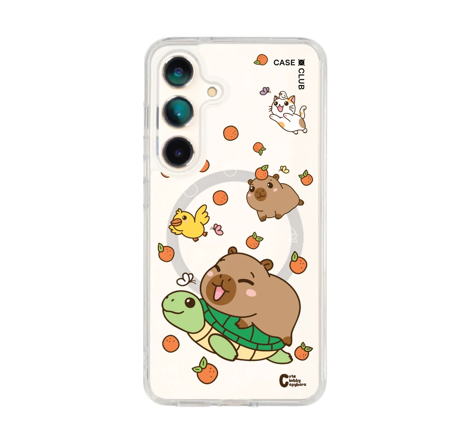 cute chubby capybara และผองเพื่อน