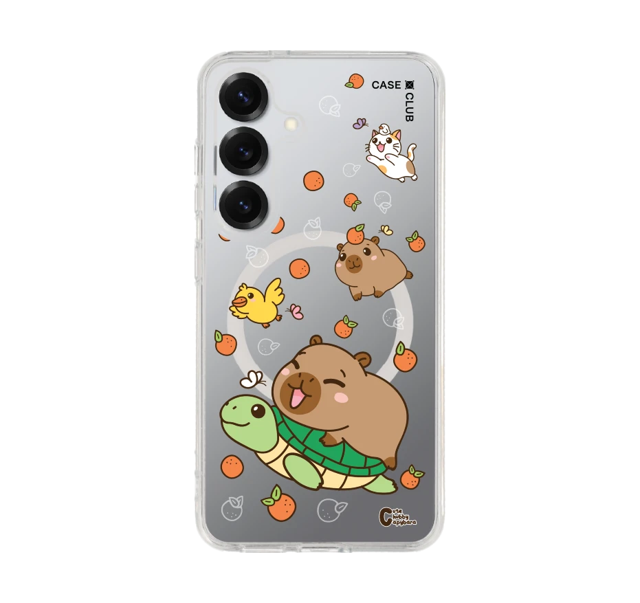 cute chubby capybara และผองเพื่อน