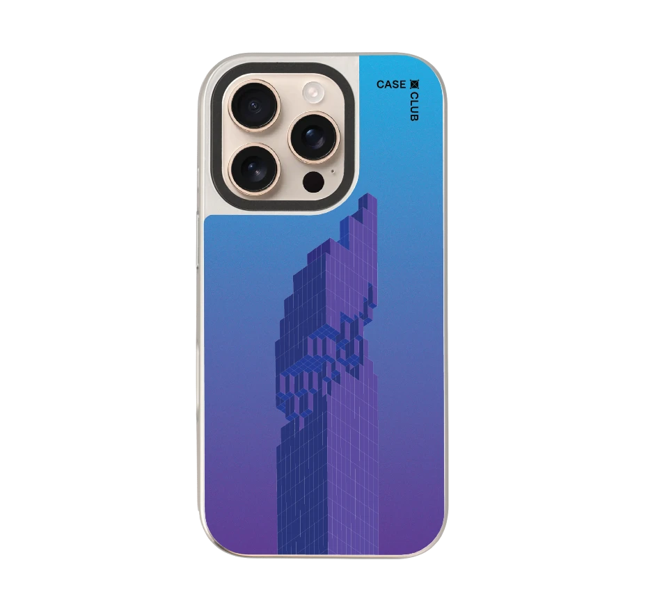 pixelated skyscraper