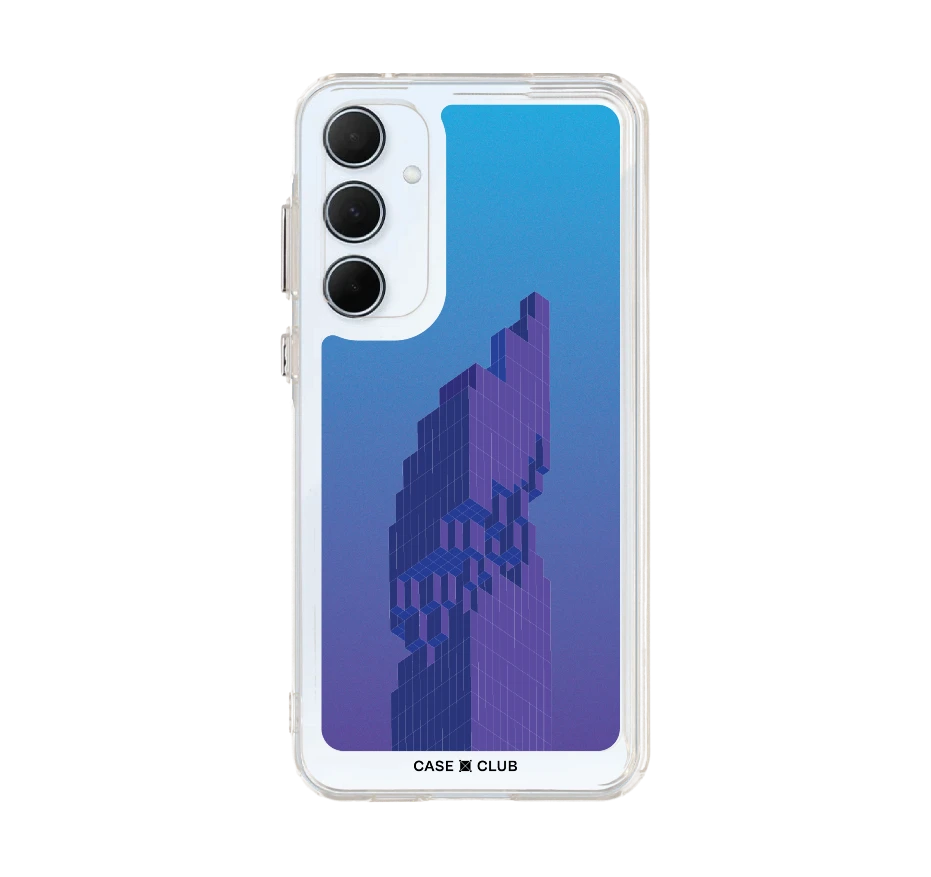 pixelated skyscraper
