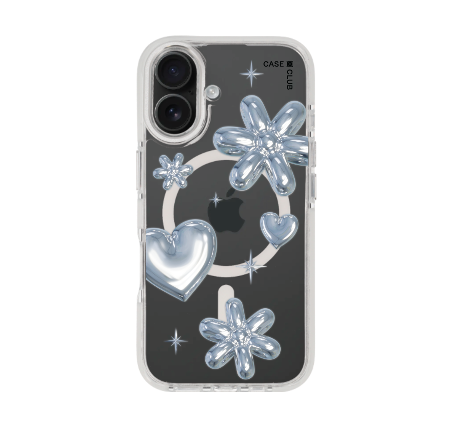 flower & heart metallic balloons