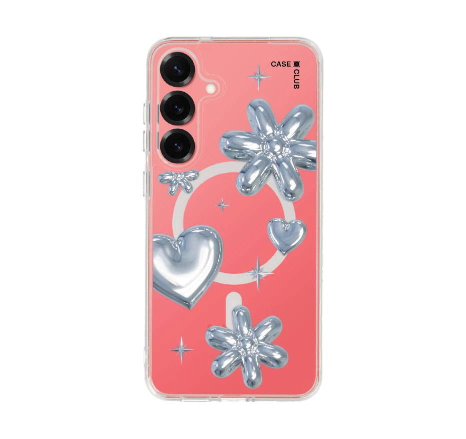 flower & heart metallic balloons