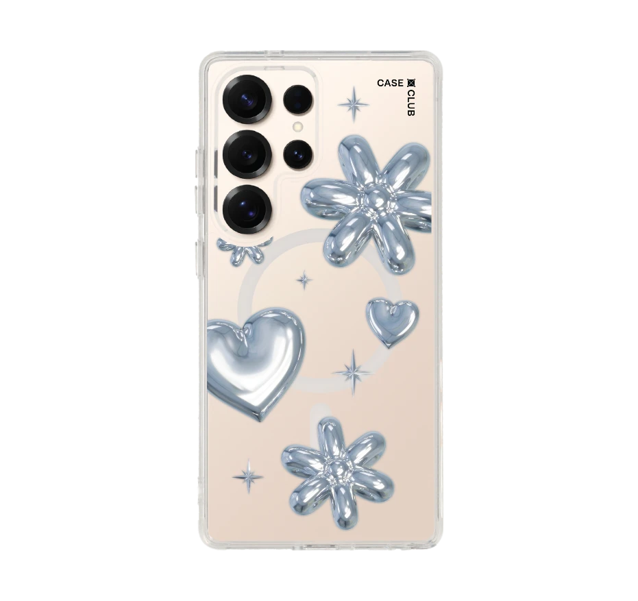 flower & heart metallic balloons