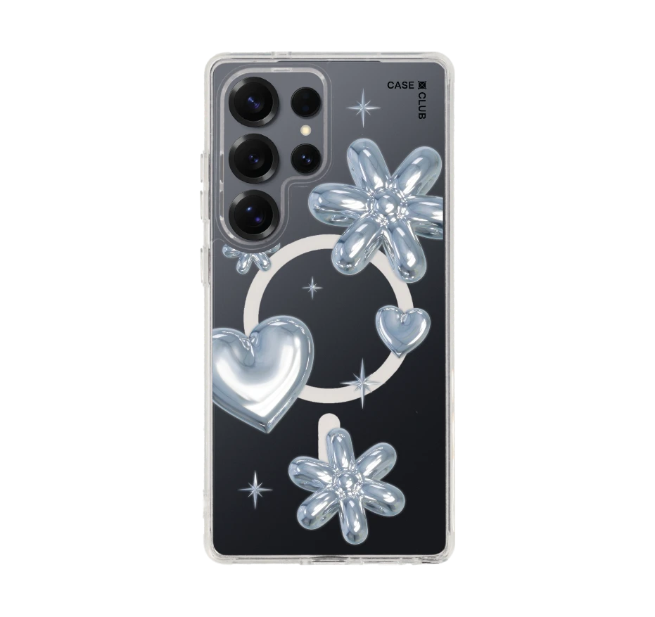 flower & heart metallic balloons