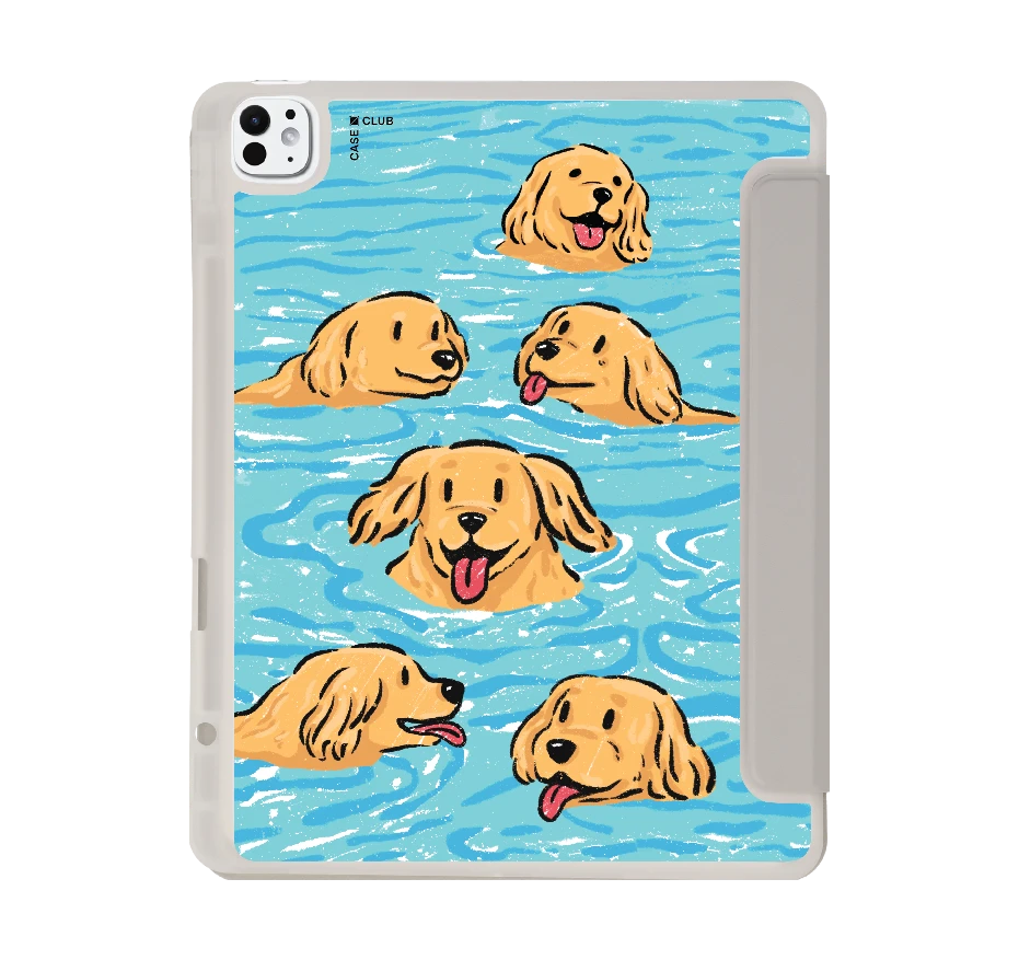 swimming golden retriever