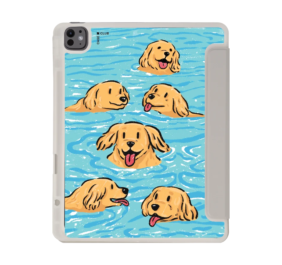 swimming golden retriever