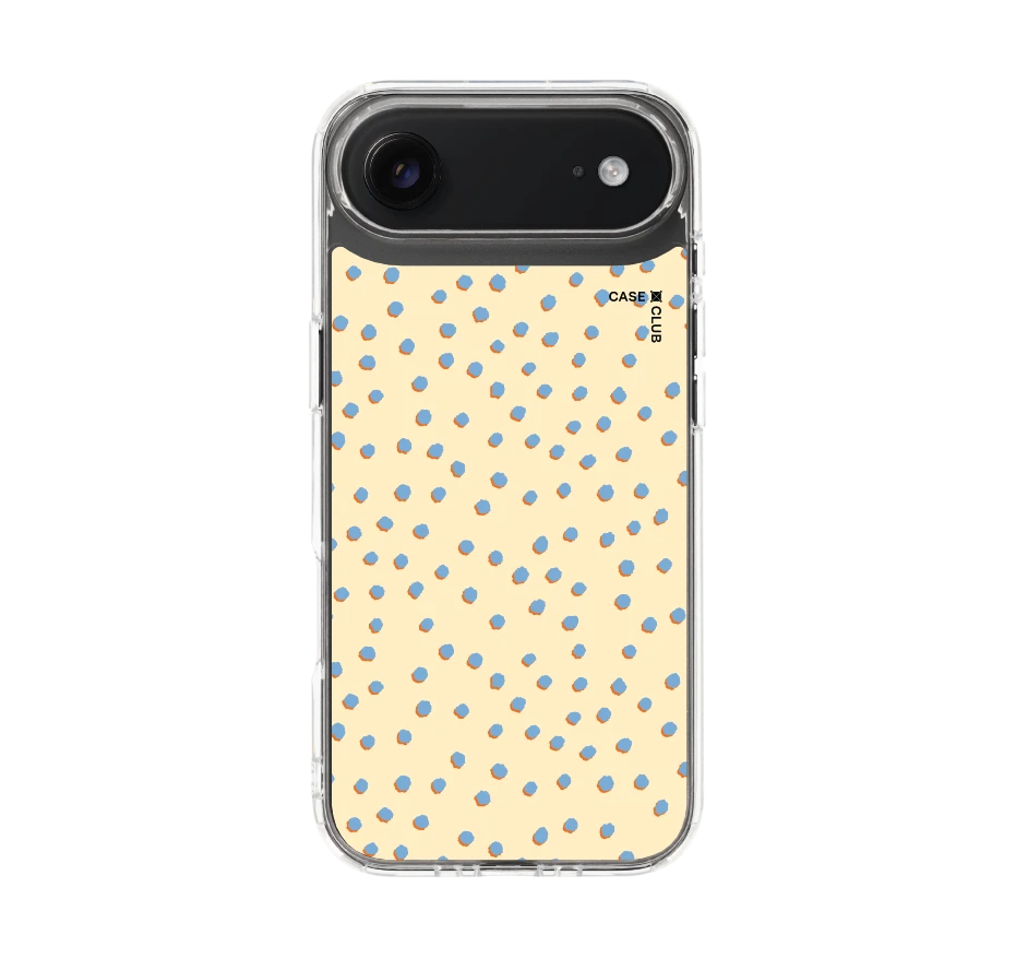 blue & yellow brush polka dots