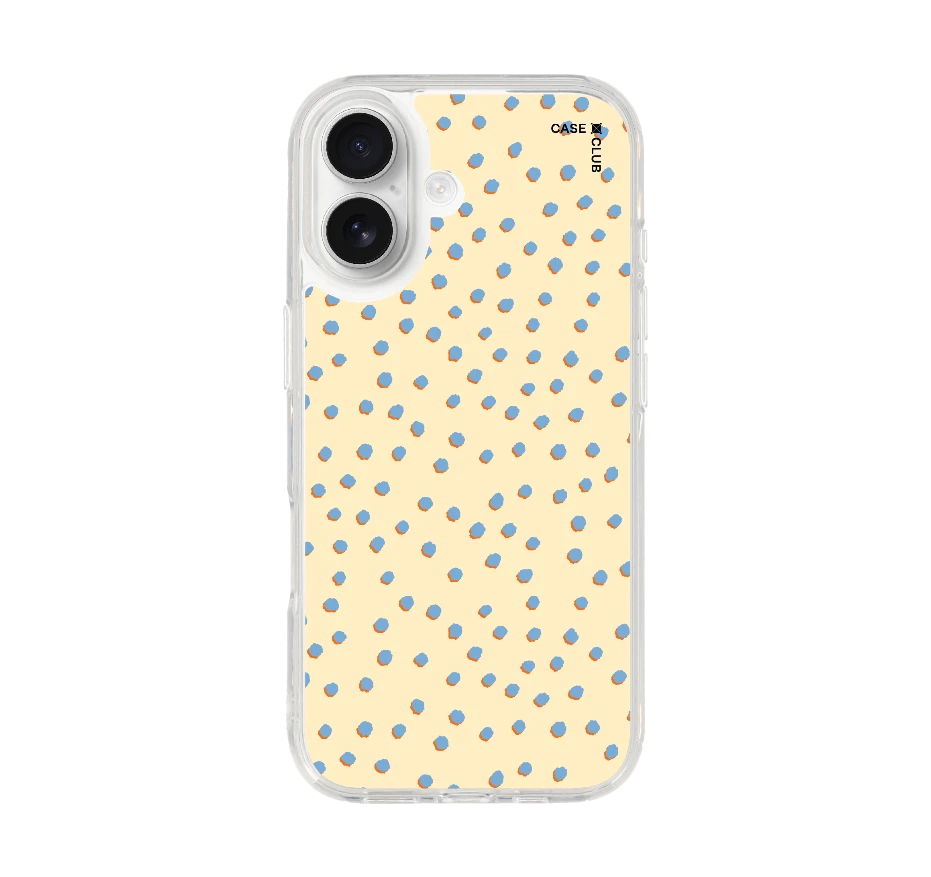 blue & yellow brush polka dots