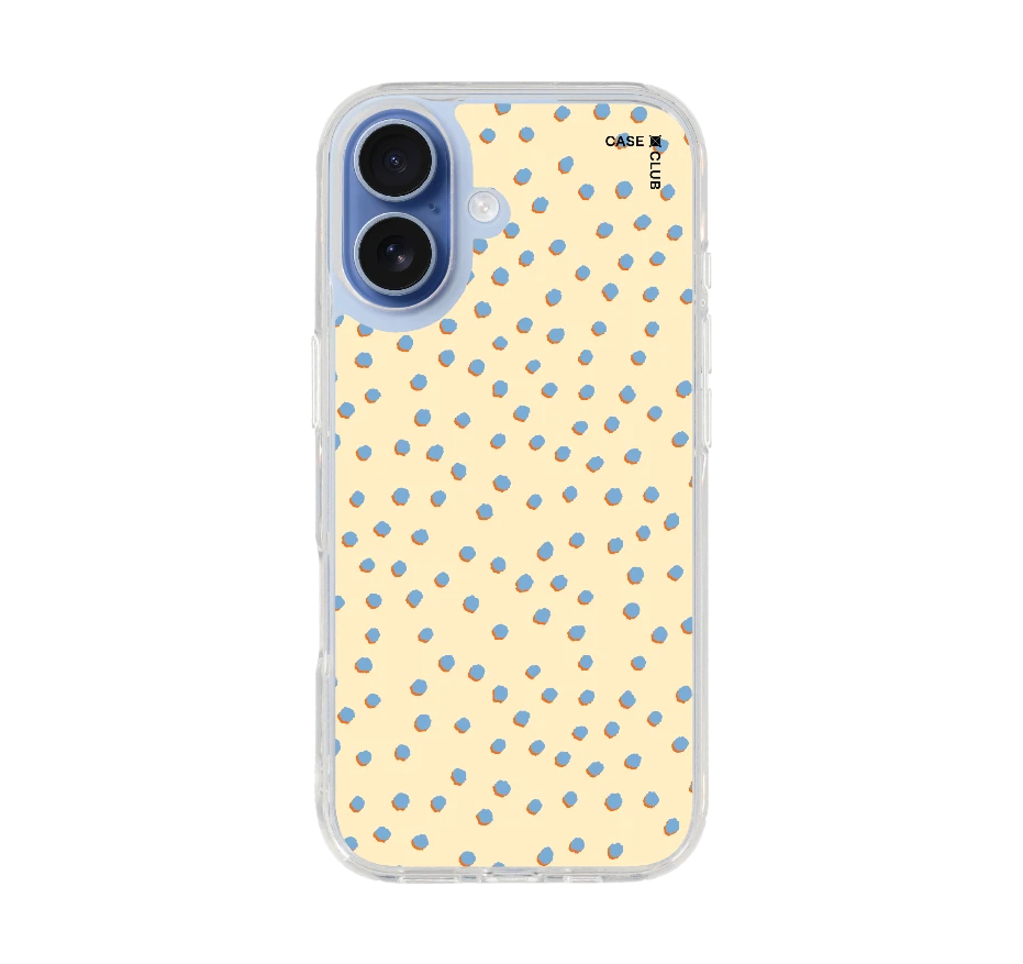 blue & yellow brush polka dots