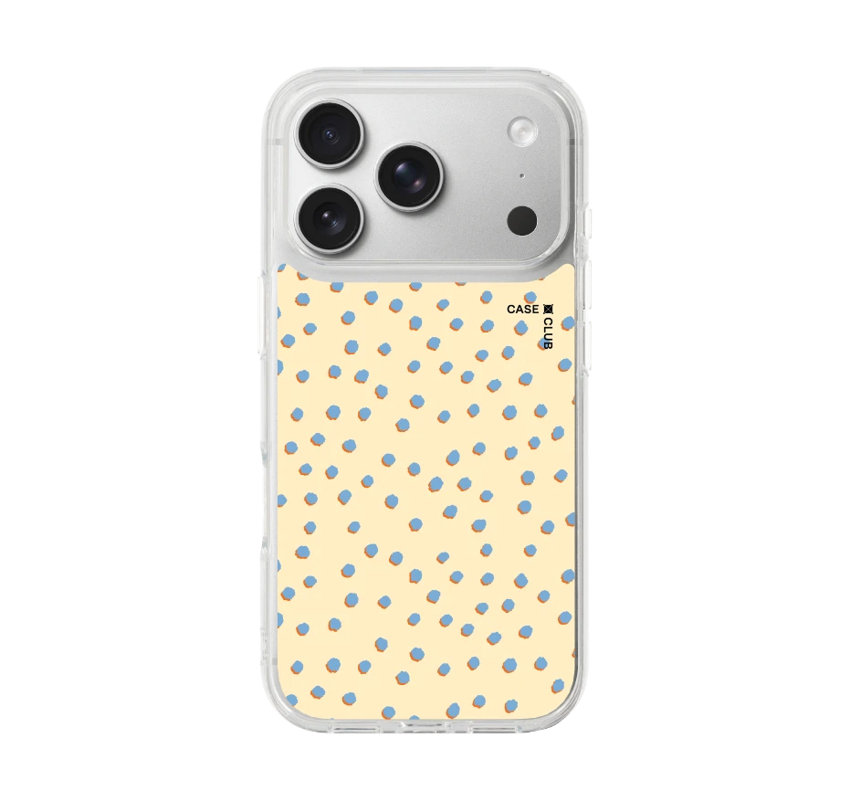 blue & yellow brush polka dots