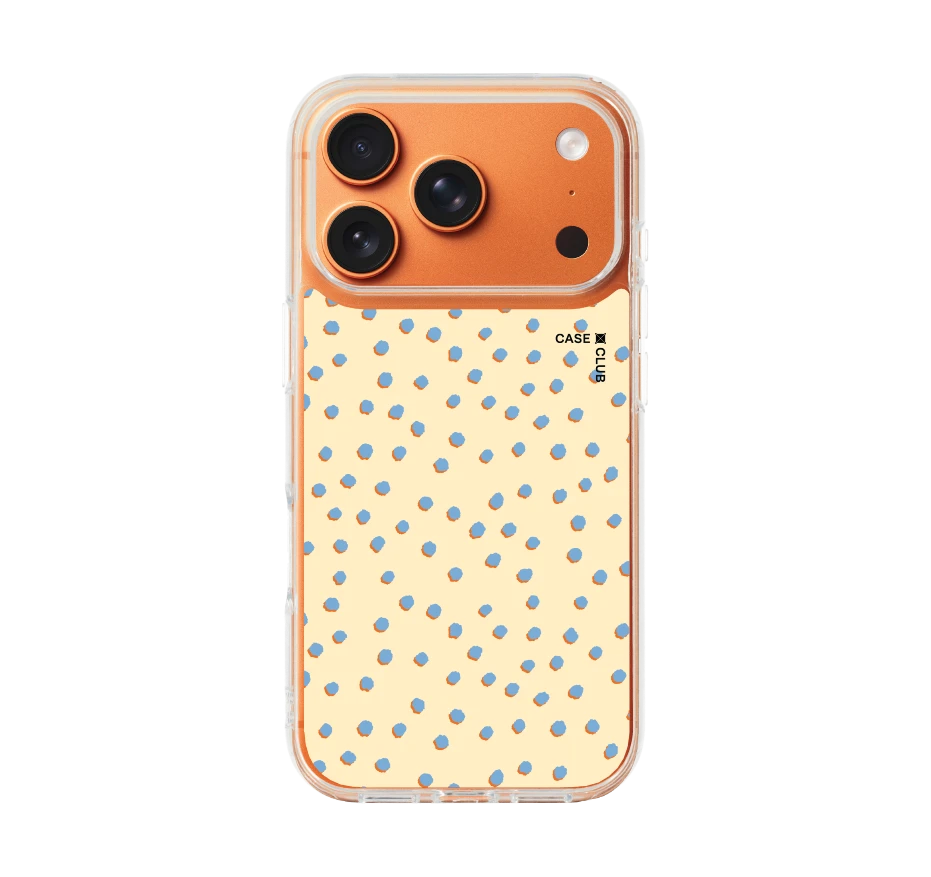 blue & yellow brush polka dots