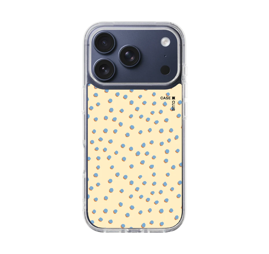 blue & yellow brush polka dots