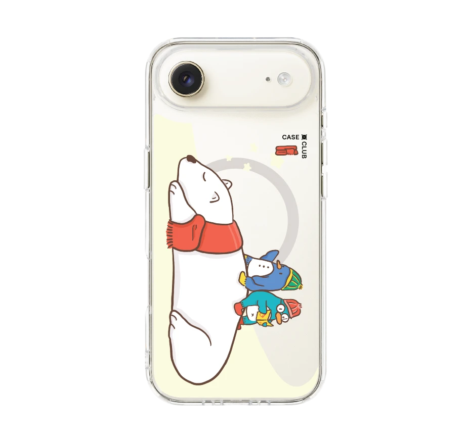 หมีขั้วโลกนอนเล่นกันเพื่อนเพนกวิน