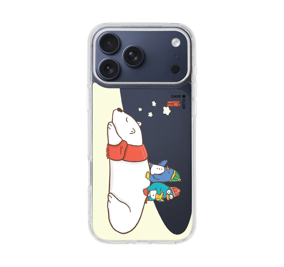 หมีขั้วโลกนอนเล่นกันเพื่อนเพนกวิน