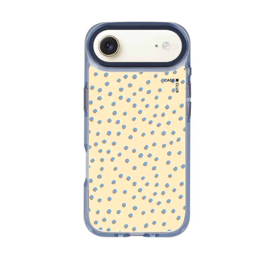 blue & yellow brush polka dots